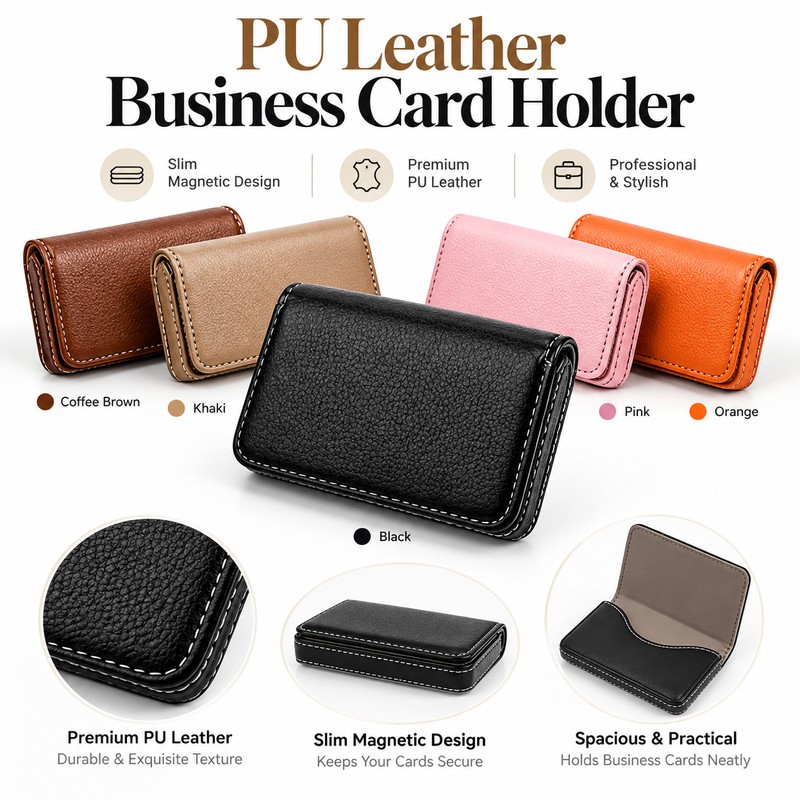 PU Leather Card Holder for Business & Credit Cards –