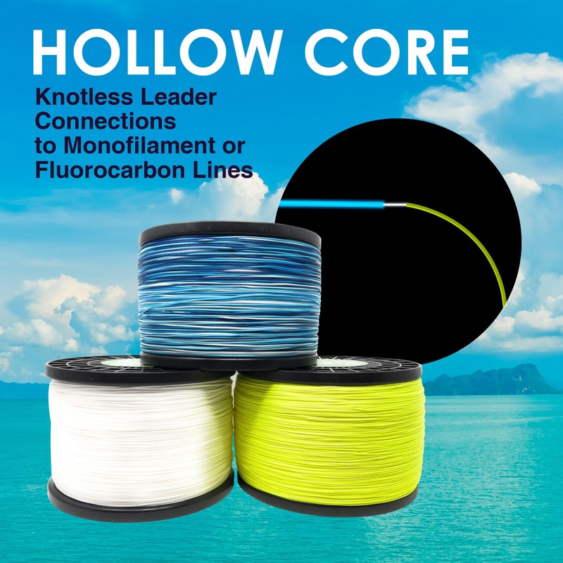 Reaction Tackle Hollow Core, 16 Strand Braided Fishing Line White
