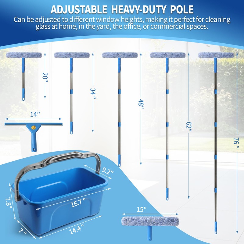 Creatyi 11PCS Window Cleaning Kit Washing Tool, Bucket 3 Gallon,