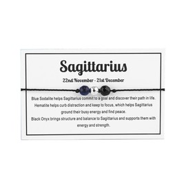 12Constellation Natural Stone Bead Chakra Bracelet Women Men Adjustable Braide String Rope Zodiac Crystal Cord Gemstone Bracelet Yoga Meditation Jewelry Gift-F Sagittarius