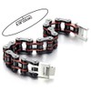 Masculine Mens Bike Chain Bracelet of Stainless Steel Black Red