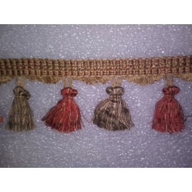 Genesis 6 yards TASSEL FRINGE 3" Red/Taupe/Beig