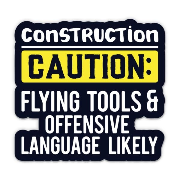 Construction Caution Sticker - 3" Laptop Sticker - Waterproof Vinyl