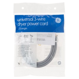 General Electric WX09X10002 3 Wire 30amp Dryer Cord, 4-Feet