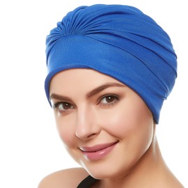 BEEMO Women’s Swim Bathing Cap Turban Polyester Latex Lined - Royal Blue