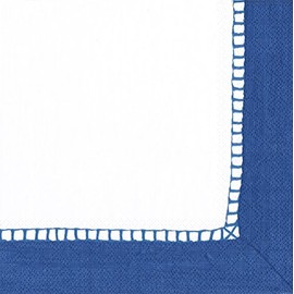 Entertaining with Caspari Cocktail Napkin, Linen Marine Blue, Box of 40