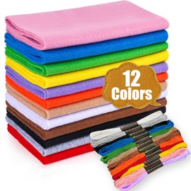 Wonninek 12 Rolls 8 x 35 Inch Soft Felt Fabric 1.4mm Thick Felt Sheets Assorted Colors Felt Fabric Roll Felt Pack DIY Crafts Sewing Squares Non-Woven Patchwork 8x35 Inch