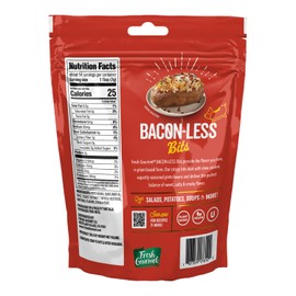 Fresh Gourmet Vegan Bacon-Less Bits - 3.5 oz Plant-Based Topping for Salads, Potatoes, Soups, and More Soy-Free, Kosher, and Smoky Flavor, Resealable Pouch (Pack of 1)