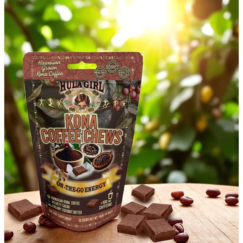 Hula Girl Kona Coffee Chews 140 Grams Pouch Bag