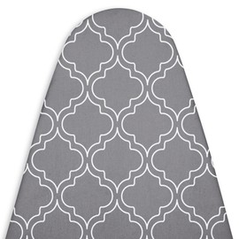 Encasa XO Ironing Board Covers (54"x15") Drawstring Tightening with Thick 3 mm Felt Padding, Easy Fit, Scorch Resistant, Printed - Grey Tiles