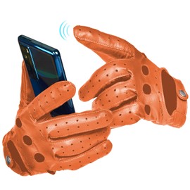 SURAWIL Mens Driving Gloves, Leather Driving Gloves, Touchscreen Leather Driving Gloves, Camel,S SUM06US-T