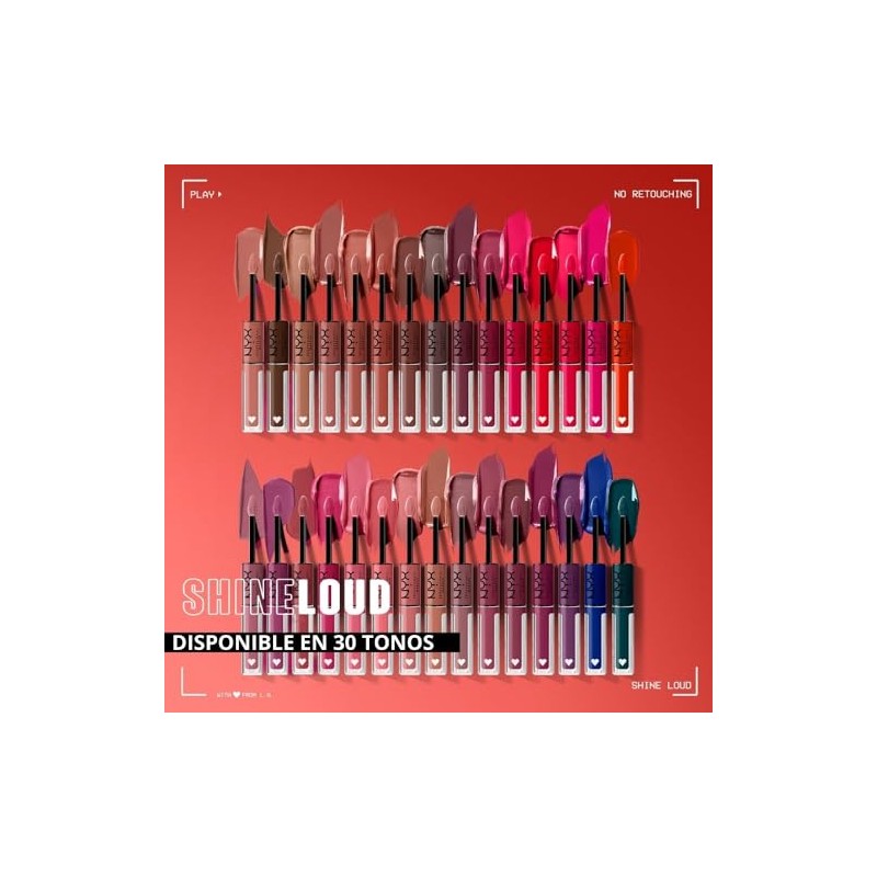 NYX Professional Makeup, Shine Loud, Labial Líquido Larga Duración, Ona