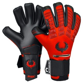 Renegade GK Eclipse Professional Soccer Goalie Gloves with Pro-Tek Fingersaves & 4+3MM EXT Contact Grip (Sizes 6-12, Level 5) | Goalkeeper Gloves for Elite Play (Diablo (Fingersave), 9)