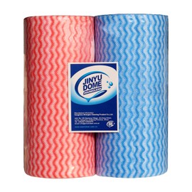 JINYUDOME Cloth Roll, 2 Rolls, Red & Blue, Disposable Cleaning Cloth, Dishcloths Roll, Reusable Cleaning Cloths, Thin Wipes on the Roll, Pack of 200