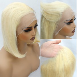10 inch 613 lace front Wig Human Hair 180 Density 613 Blonde Bob Wig Human Hair 13x4 HD Lace Frontal Wigs Glueless Short Straight Bob Wigs blonde wig Human Hair Pre Plucked