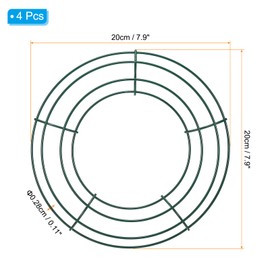 PATIKIL 8 Inch Christmas Wire Wreath Frame, 4 Pcs Metal Round Shape Dream Catcher Rings Macrame Wreath Floral Hoop for Home Car DIY Craft Wedding Wall Hanging Decorations, Army Green