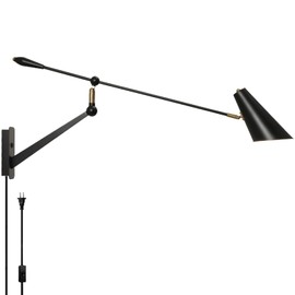 AILELANG Adjustable Directional Plug in Wall Light Swing Arm, Unique Long Pole Wall Lamps for Living Room Sofa Background Wall, Movable Retro Style Dining Table Large Wall Mount Lamp, E26 Base