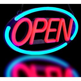 GreenCube 24'' X 12'' Ultra Bright LED Open Sign - Remote Controlled - Get Your Business Seen Day or Night (Blue/Red)