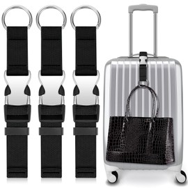Amylove 3 Pcs Add a Bag Luggage Straps Gripper Heavy Duty Jacket Valises Strap for Travel Belt with Buckle Adjustable Baggage(Black)