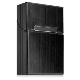 kwmobile Cigarette Case Box Holder - Aluminum Case for Cigarettes with Magnetic Flip Top Closure - Black