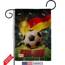 World Cup Germany Burlap Garden Flags 2pcs Pack Sports Soccer Game Goal Ball Football Entertainment Activity Physical Small Decorative Gift Yard House Banner Double-Sided Made In USA 13 X 18.5