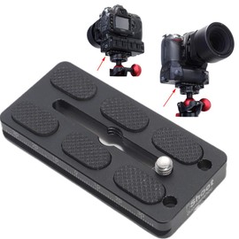 iShoot Metal 80mm Quick Release Plate for Large Camera Body with Battery Grip, Compatible with Canon EOS 1D 1Ds 1DX Series Nikon D1 D2 D3 D4 D5 D6 Series and 39mm Arca-Swiss Fit Tripod Head Clamp