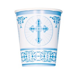 Unique Party 43826 - Radiant Cross Blue Religious Paper Cups, Pack of 8
