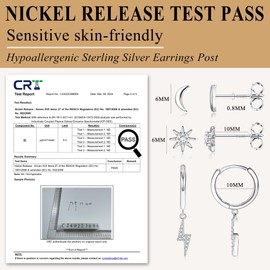 Morfetto Sterling Silver Earring Sets for Multiple Piercing 14K Gold Plated Dainty Earrings for Women Hypoallergenic Huggie Hoop Drop Dangle Stud Earrings Cartilage Earring Set sunS