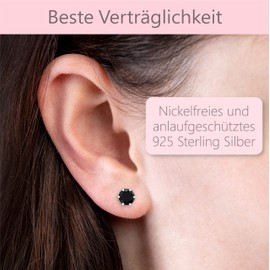 EYS JEWELRY Round Women's Earrings 925 Silver with Sparkling Zirconia Crystals 6 mm Stud Earrings, Sterling Silver, Cubic Zirconia