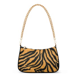 ALAZA Brown & Black Tiger Print Animal Shoulder Bag Purse for Women Tote Handbag with Zipper Closure