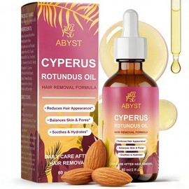 Pure Cyperus Rotundus Oil for Hair Removal Care, 2 fl oz - Natural Hair Growth Inhibitor to Slow Regrowth for Face & Body, Soothes Skin After Shaving & Waxing, Leaves Skin Smooth (1 Pcs)