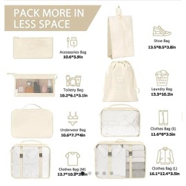 KPX Beige Packing Cubes For Travel (Set Of 8)