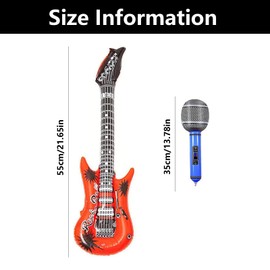 6 PCS Inflatable Guitar and Microphone Balloons, Inflatable Microphones for Parties, Blow up Guitars, Blow up Microphone, Inflatable Party Props, For Kids Adults Party Decoration