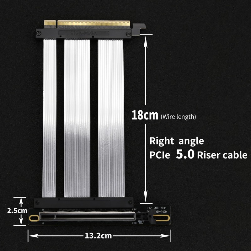 GIGA-MEGA PCIe 5.0 X16 Riser Cable GPU Extension Cable GEN5