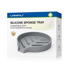 LANMU Silicone Smiley Face Sponge Holder for Kitchen Sink, Sink Caddy Organizer with Drainage for Quick Drying, Dishwasher Safe, Fit Palm Bush, Soap Dispenser Storage