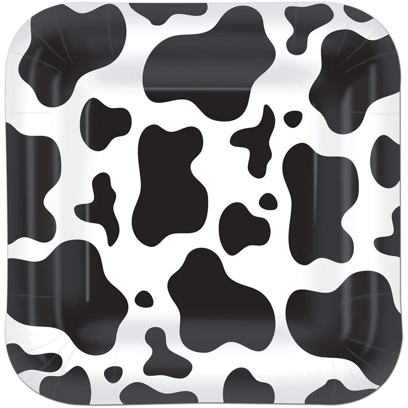 Beistle party supplies Cow Print - 9 Inch Square Plates,