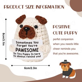 UOY Positive Dog Gifts, Crocheted Cuddly Toy Dog Emotional Support Gift, Pocket Positive Pocket Hug Positive Potato