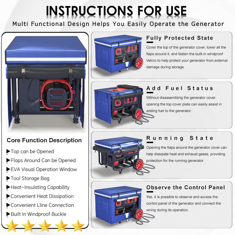 Generator Covers While Running, 32x24x24 Inches, Generator Running Covers,1680+400D Double