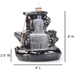SOUL STICKS Backflow Incense Holder Burner Waterfall Fountain for Home, Office, Yoga, Room Decor & Aromatherapy with 1 Pack of 10 Backflow Fragrance Cones Included (Mystic Falls)