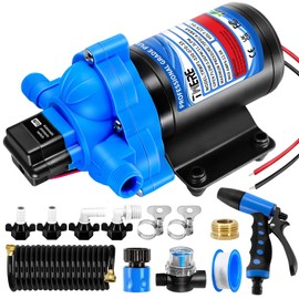 3.0 GPM 70 PSI Washdown Deck Wash Pump Kit, 12V Washdown Pump Kit with Strainer and Pressure Switch for RV,Boat,Sprayer,Travel Trailers,and Yacht TRWP1-030-070-33