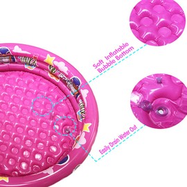 Big Summer 3 Rings Kiddie Pool, 48”X12”, Kids Swimming Pool, Inflatable Baby Ball Pit Pool, Small Infant Pool (Pink)