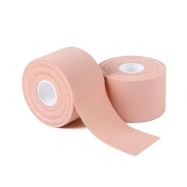 popbob (2 Pack) Beige Athletic Sports Tape 2 Inch x 15 Yards, Very Strong Adhesive and Hypoallergenic Breathable Cotton Sports Tape for Bats, Tennis and Boxing