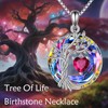 POPLYKE Tree of life Birthstone Necklace for Women Sterling Silver