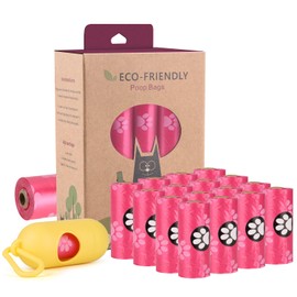 WDFAACK WDFAACK Biodegradable Dog Poo Bags with Holder-240 Large Poop Bags, Corn Starch Blended Compostable Bag, Extra Thick Strong Leak Proof Waste Bag for Dogs (Pink)