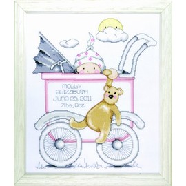 Tobin Baby Buggy Girl, 13 x 15 Cross Stitch Kit, 13"x15", 14 Count