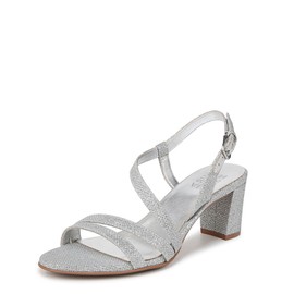 Naturalizer Women's Formal Heeled Sandal, Silver Metallic Fabric, 8.5 Wide