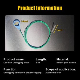 Sylvil Auto Sunroof Drain Cleaning Tool, 9.8 Ft Flexible Drain Dredging Tool for Car, Slim Tube Cleaning Brush for Windshield Wiper Hole, Long Pipe Cleaner Car Accessories