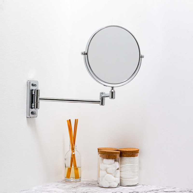 OVENTE 7" Wall Mounted Makeup Mirror with 1X/10X Magnification, Double