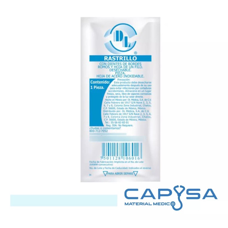 DL Rastrillo Quirúrgico C/ Hoja Acero Inoxidable 20pzas