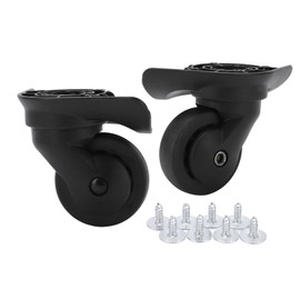 Luqeeg Suitcase Caster Replacement, 1 Pair Swivel Luggage Wheels with Screw, A52 Black Industrial Casters for Repair, PP + PET, 2.0in Wheel Diameter, 2.0oz Unit Count